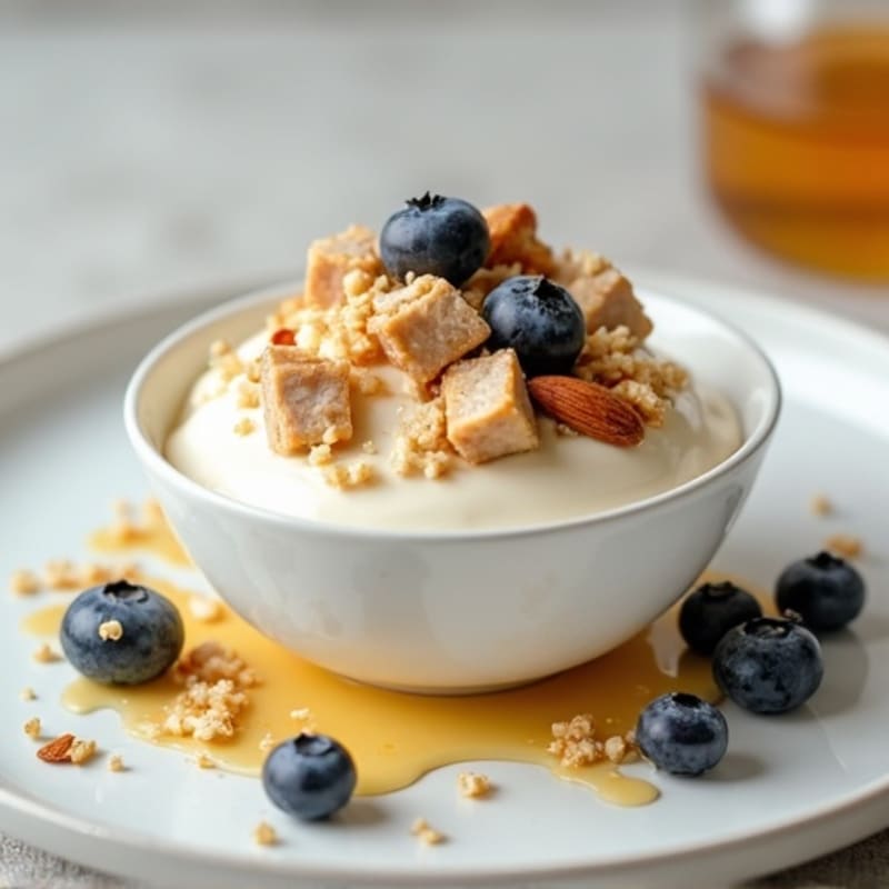 Creamy Vanilla Protein Yogurt with Chopped Chicken and Almonds