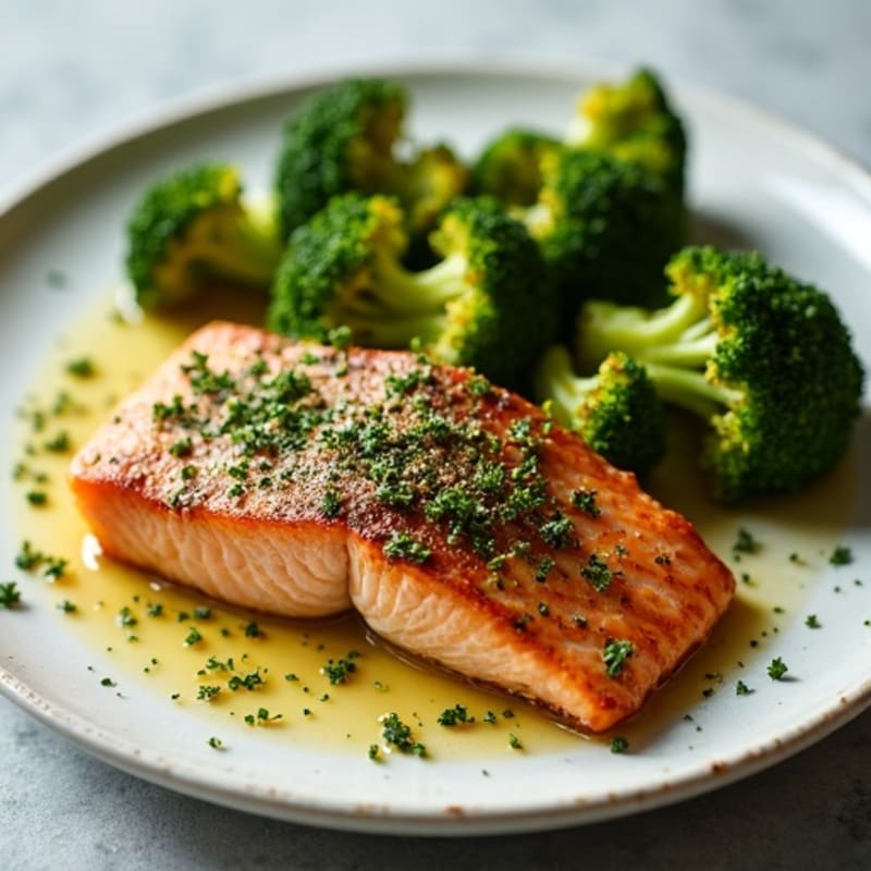 Herb-Crusted Baked Salmon with Roasted Broccoli