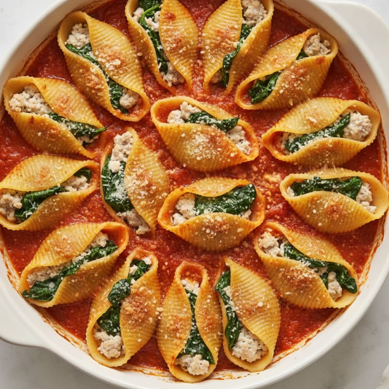 Baked Spinach Ricotta Stuffed Shells