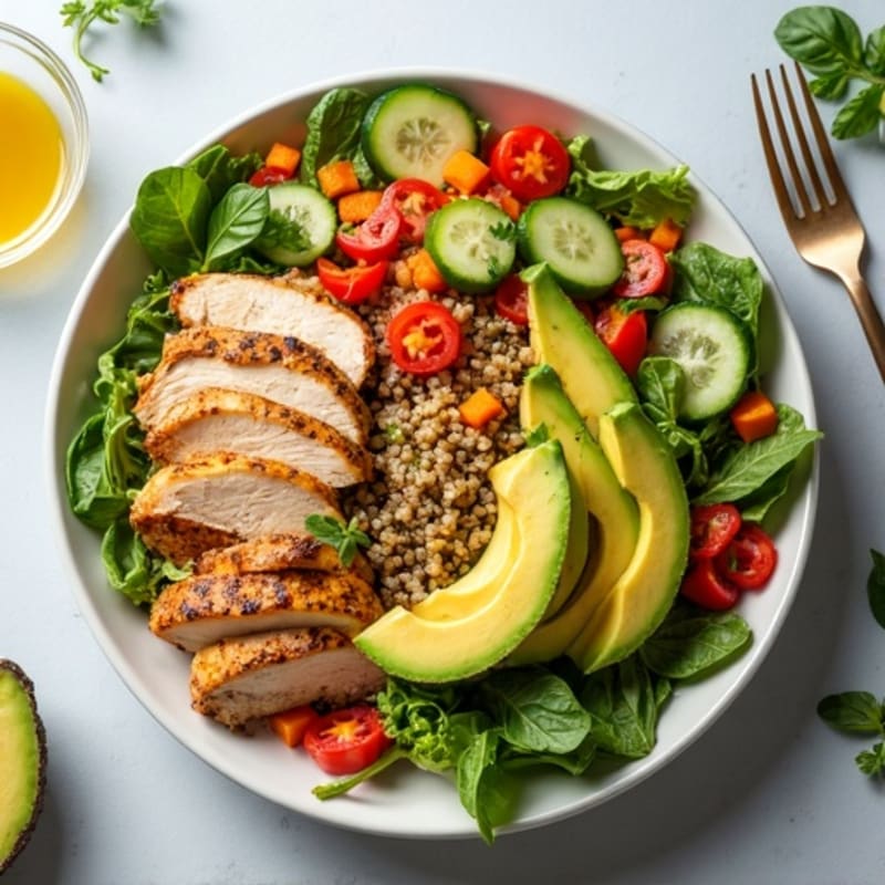 Grilled Chicken Salad with Quinoa and Crunchy Vegetables