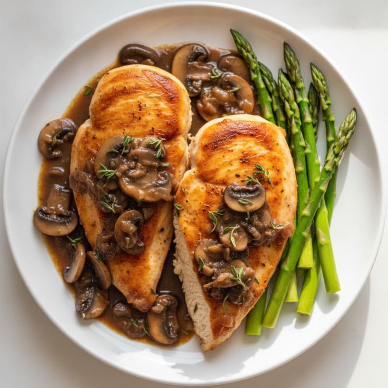 Pan-Seared Chicken with Savory Mushroom Sauce