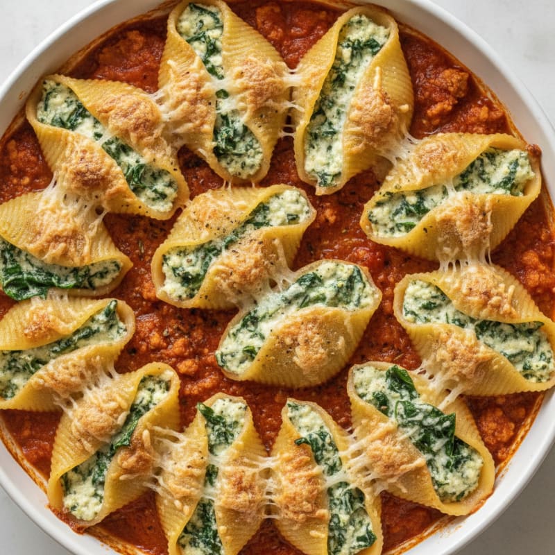 Baked Spinach Ricotta Stuffed Shells