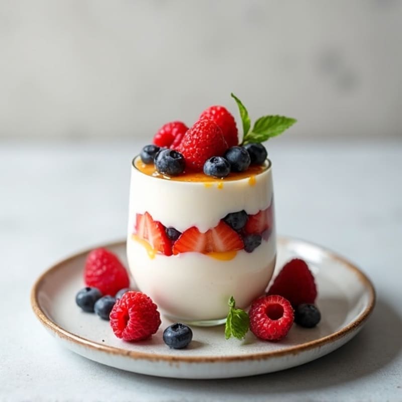 Vanilla Greek Yogurt Protein Parfait with Mixed Berries