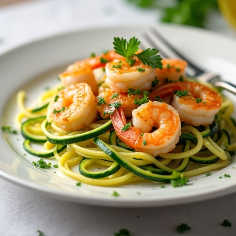 Healthy Garlic Butter Shrimp Scampi with Zucchini Noodles