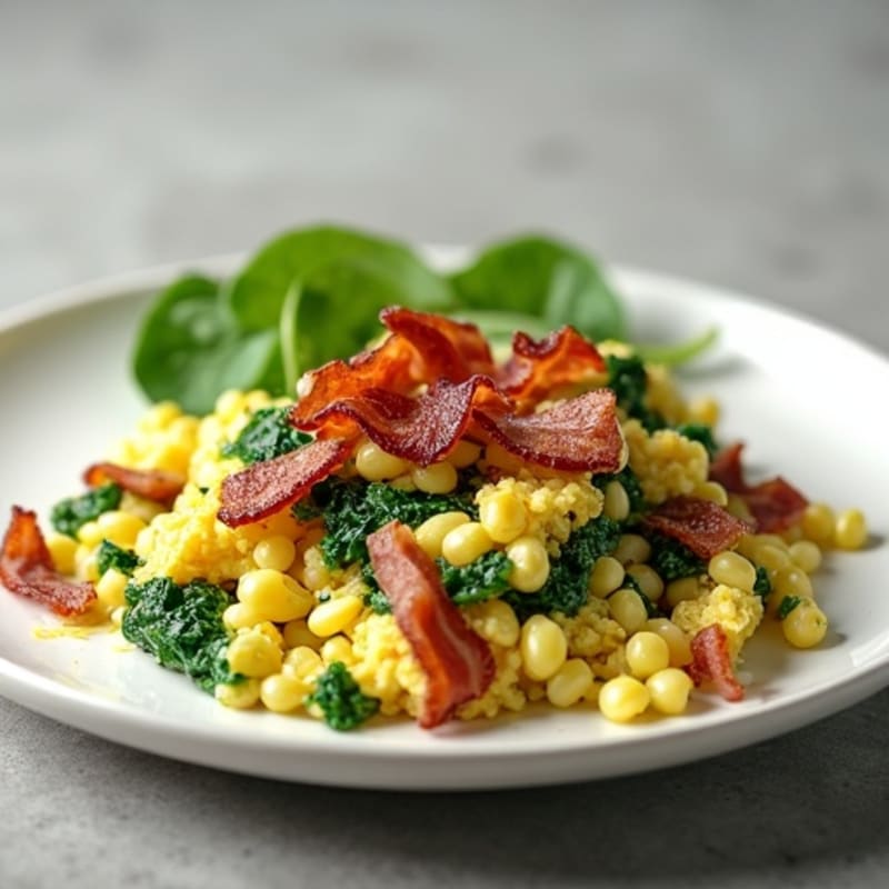 Egg White Spinach Scramble with Turkey Bacon
