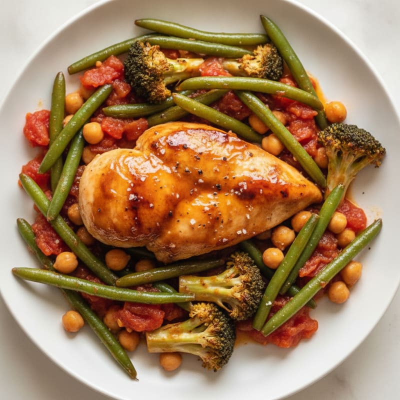Maple-Balsamic Chicken with Roasted Vegetables