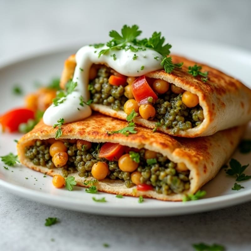 Crispy Baked Spiced Lentil and Vegetable Pockets with Fresh Cilantro Chutney