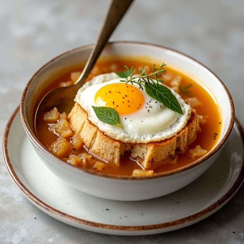 Lightened-Up French Onion Soup with Herb-Crusted Sourdough