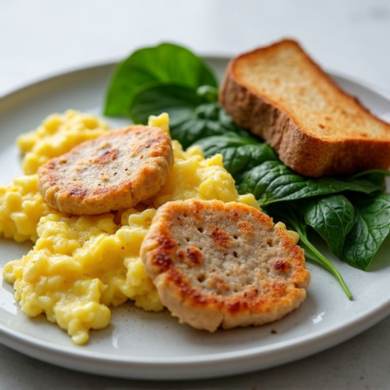 Egg White Scramble with Spinach and Turkey Sausage