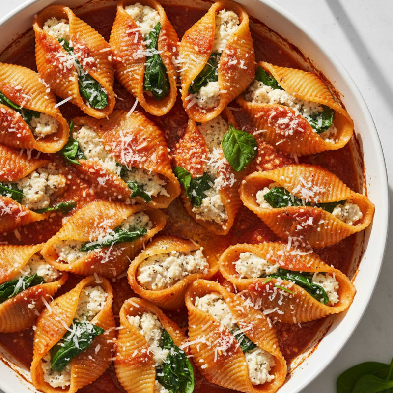 Creamy Spinach Ricotta Stuffed Shells