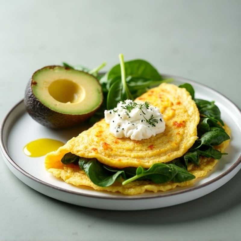 Egg White Spinach Omelette with Cottage Cheese