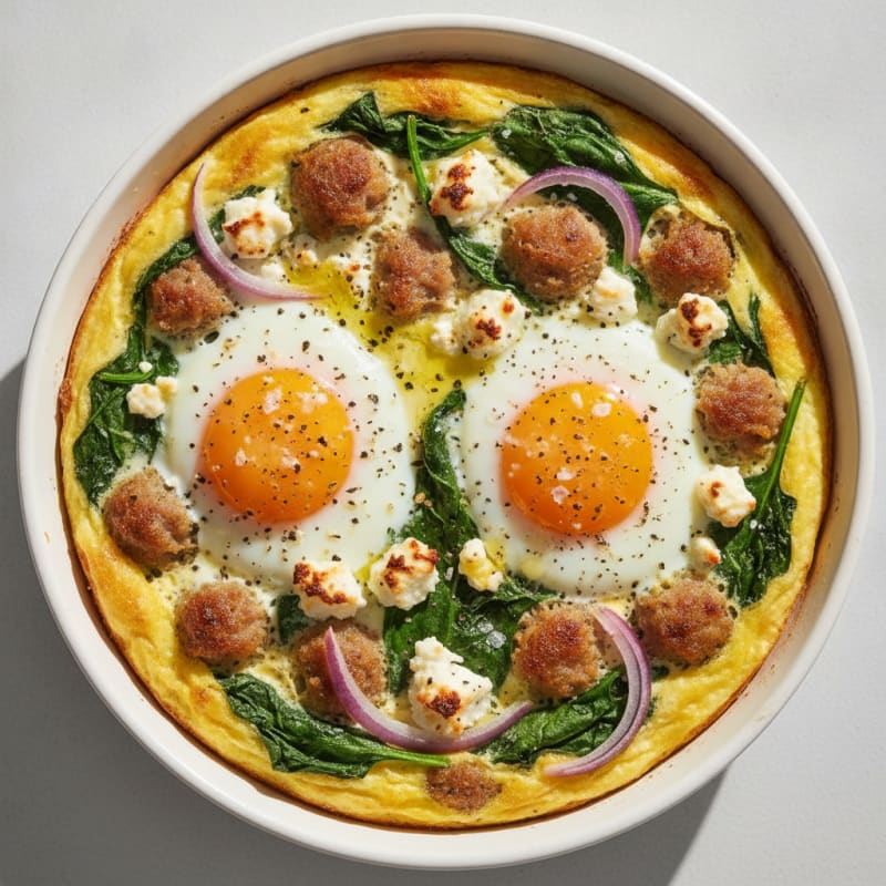 Baked Eggs with Spinach and Feta