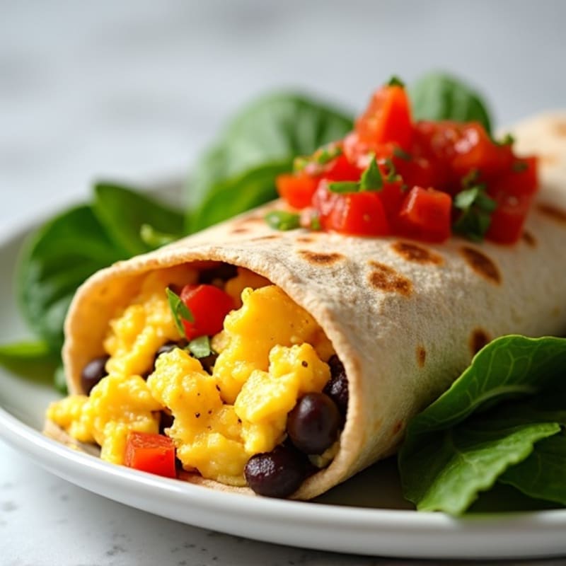 Hearty Scrambled Egg and Black Bean Burrito with Fresh Salsa