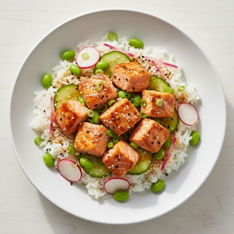 Zesty Salmon Poke Rice Bowl