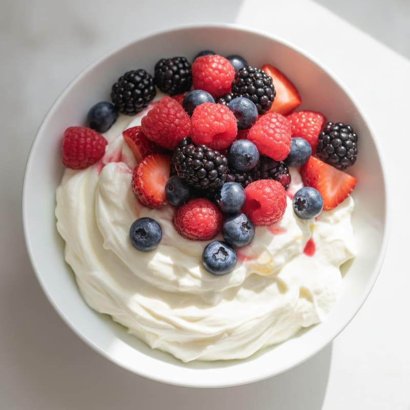 Creamy Greek Yogurt with Mixed Berries and Protein Powder