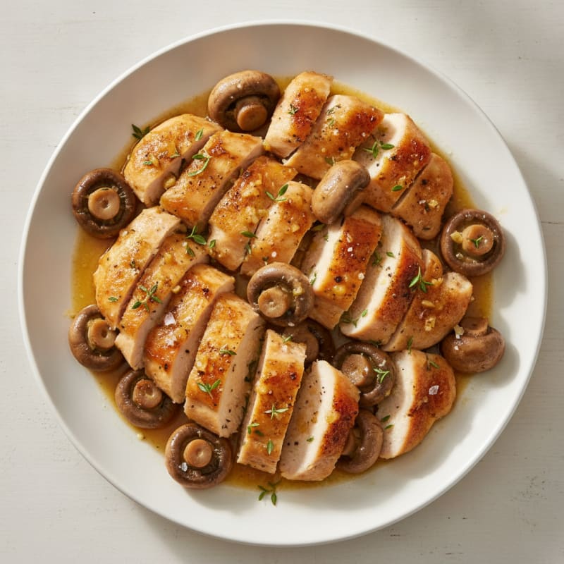 Roasted Garlic Butter Mushrooms with Herbed Chicken