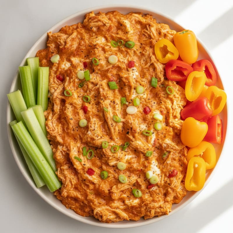 High-Protein Buffalo Chicken Dip Plate