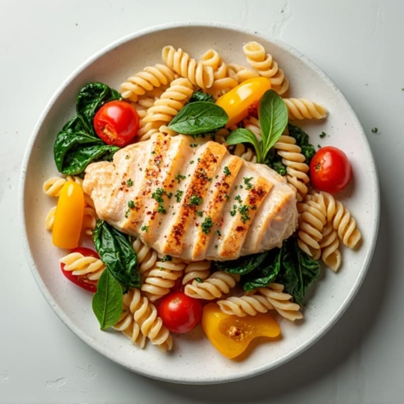 Creamy Spicy Herb Chicken Pasta with Fresh Vegetables