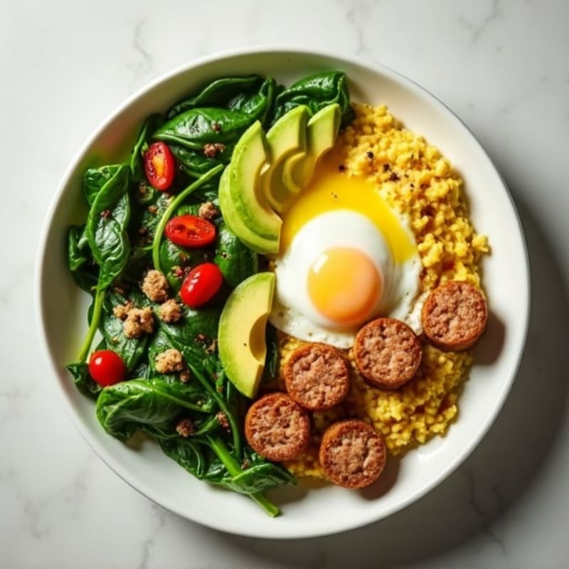 Egg White and Turkey Sausage Scramble with Spinach