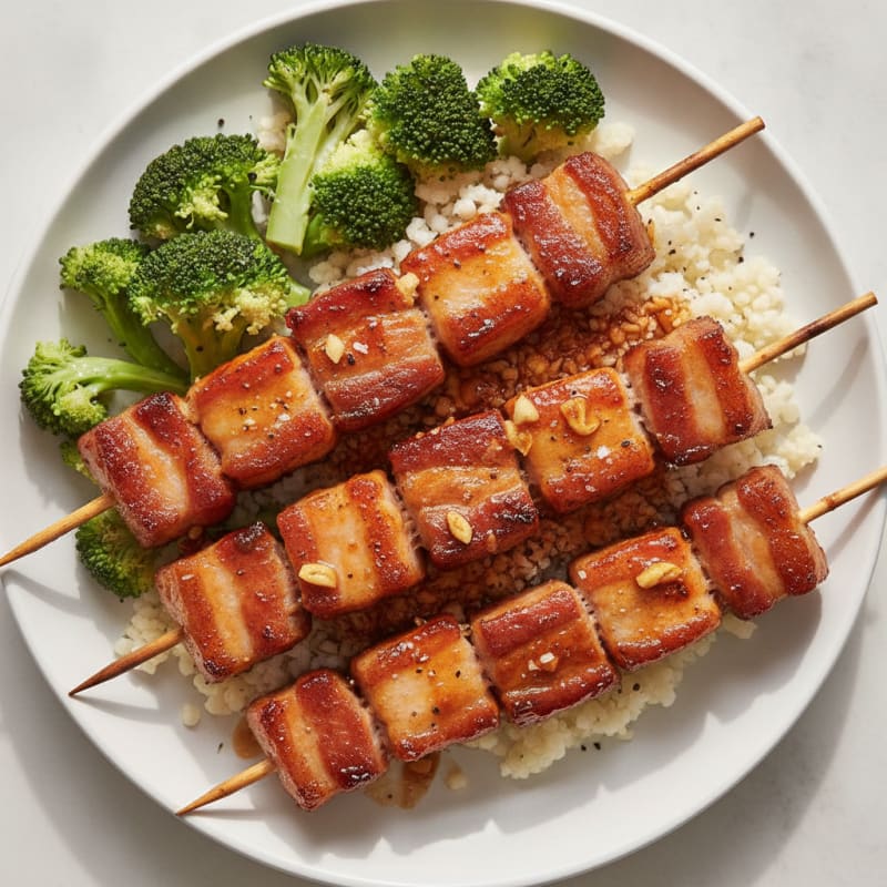 Spicy Gochujang Pork Belly Skewers