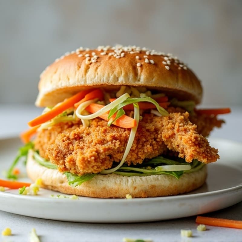 Crispy Air-Fried Chicken Sandwich with Zesty Slaw