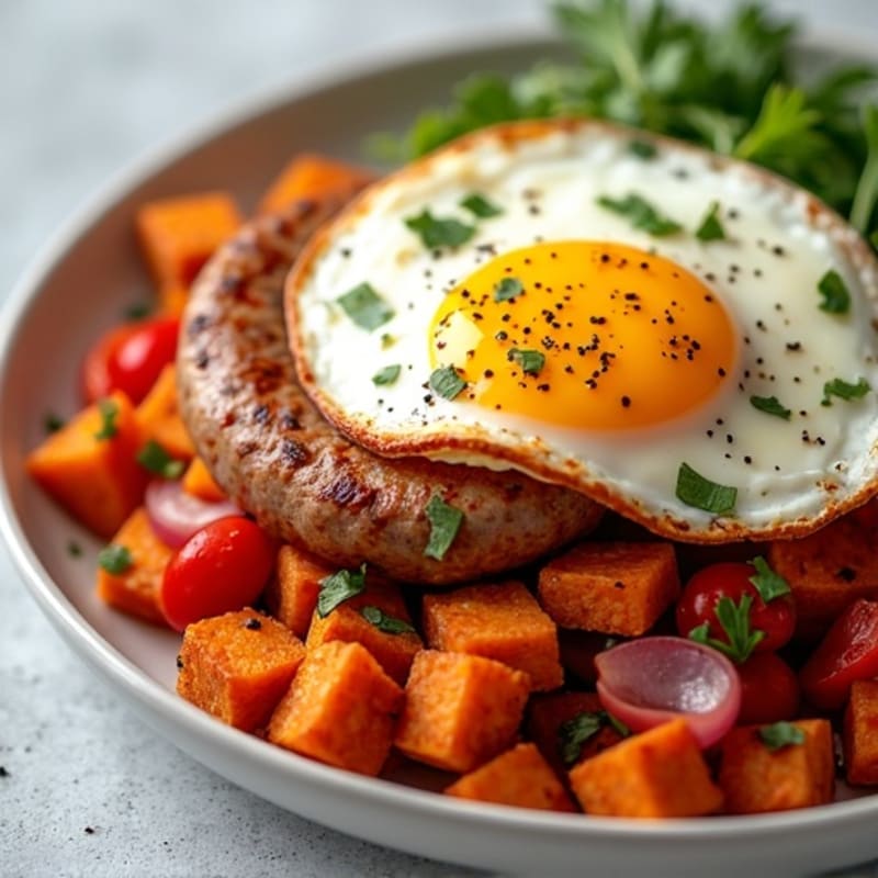 Crispy Sweet Potato Hash with Baked Eggs