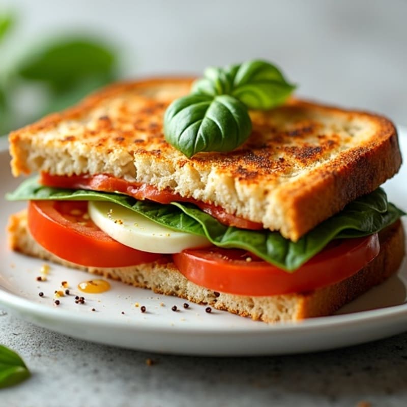 Grilled Fresh Mozzarella, Tomato, and Basil Sandwich