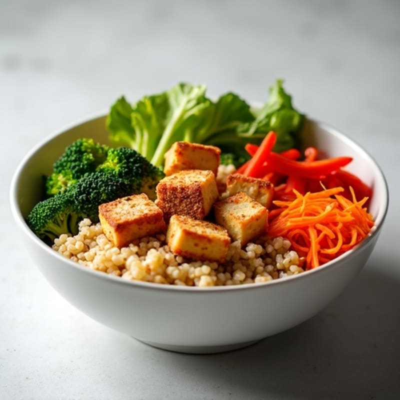 Crispy Baked Tofu Buddha Bowl with Quinoa