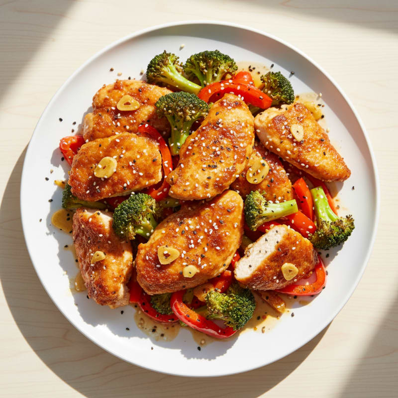 Crispy Teriyaki Chicken with Roasted Vegetables