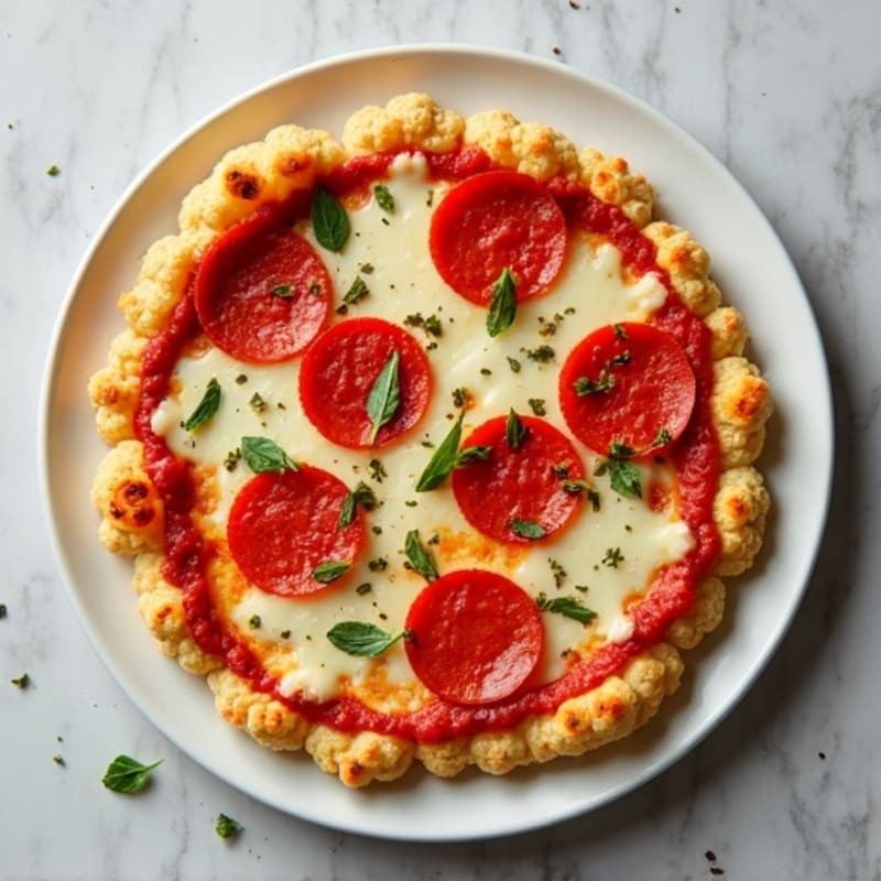 Cauliflower Crust Pizza with Turkey Pepperoni