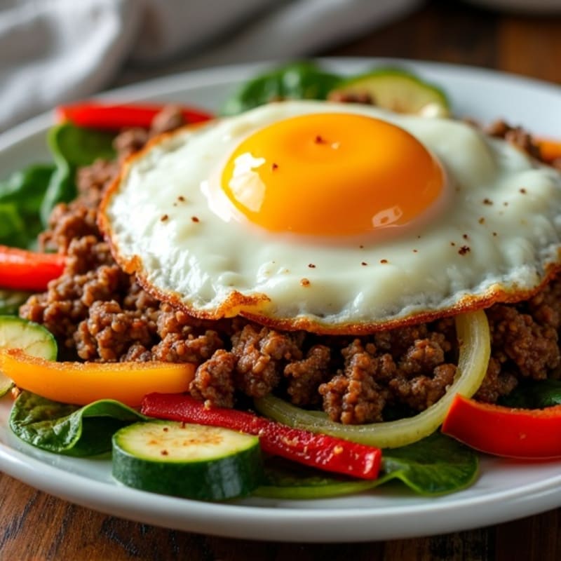 Crispy Ground Beef and Veggie Skillet