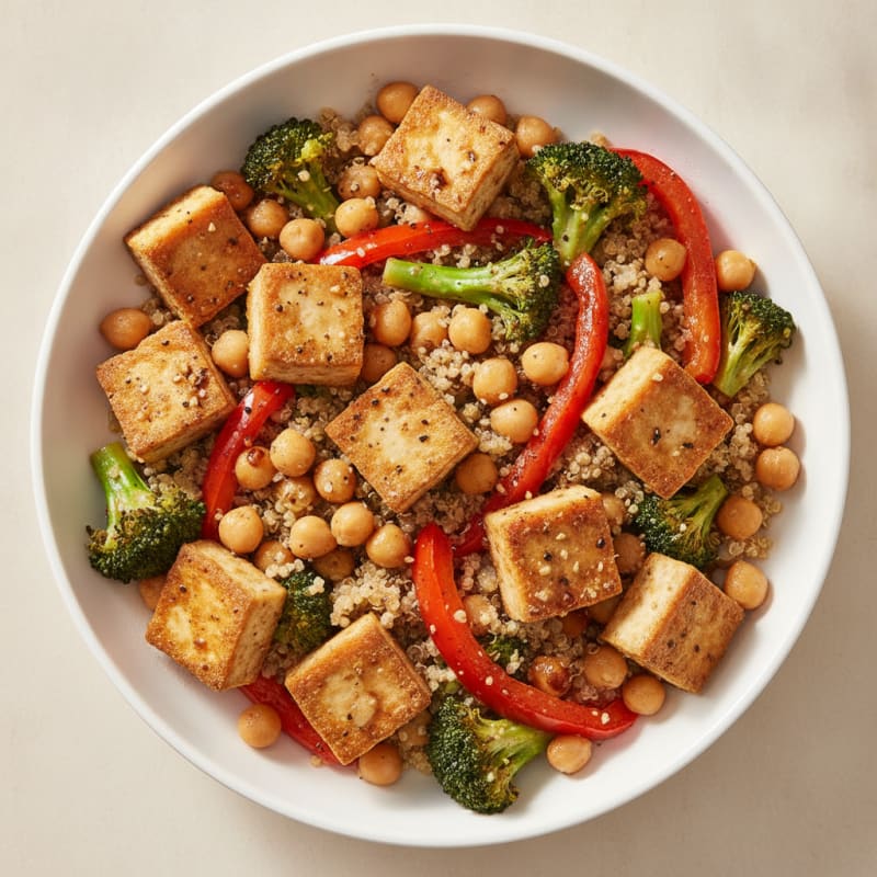 Tangy Tofu and Roasted Vegetable Bowl