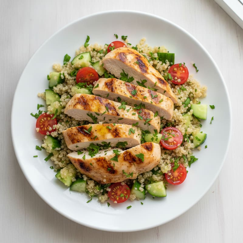 Grilled Chicken and Quinoa Salad with Fresh Vegetables