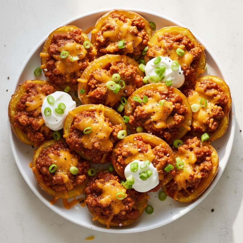 Crispy Chili Cheese Potato Skins