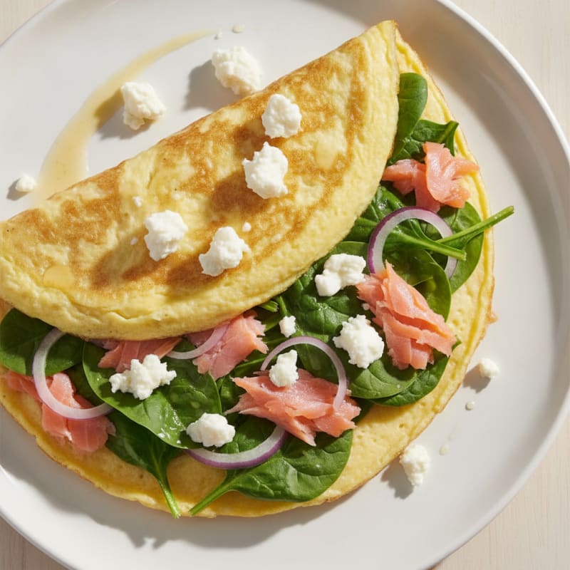 Egg White Omelet with Smoked Salmon and Spinach