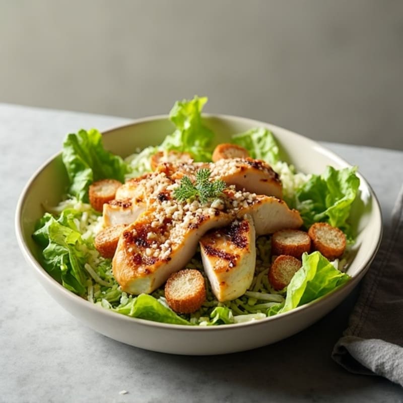Grilled Chicken Caesar Salad with Crispy Romaine