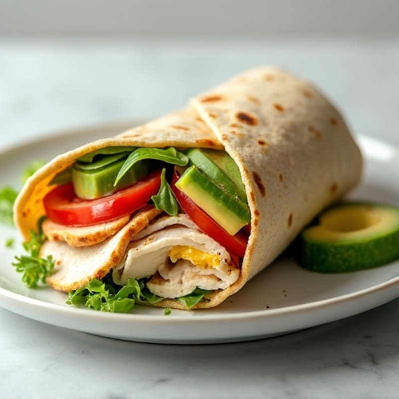Turkey and Fresh Avocado Wrap with Crisp Greens