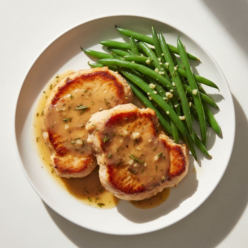 Pan-Seared Turkey Chops with Herb Gravy