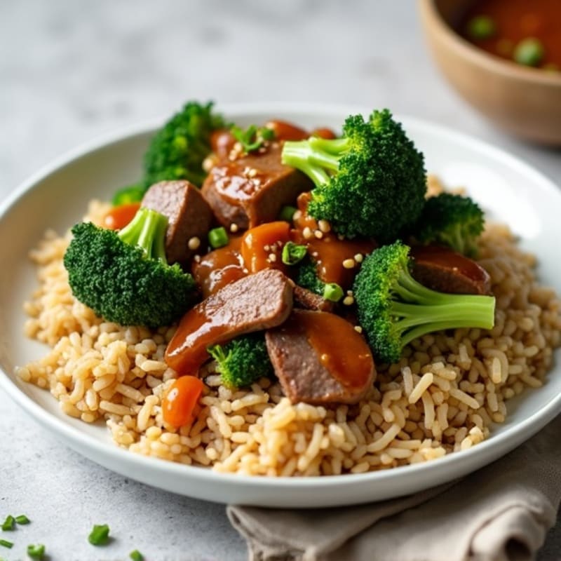 Lean Beef and Crisp Broccoli Stir-Fry with Brown Rice