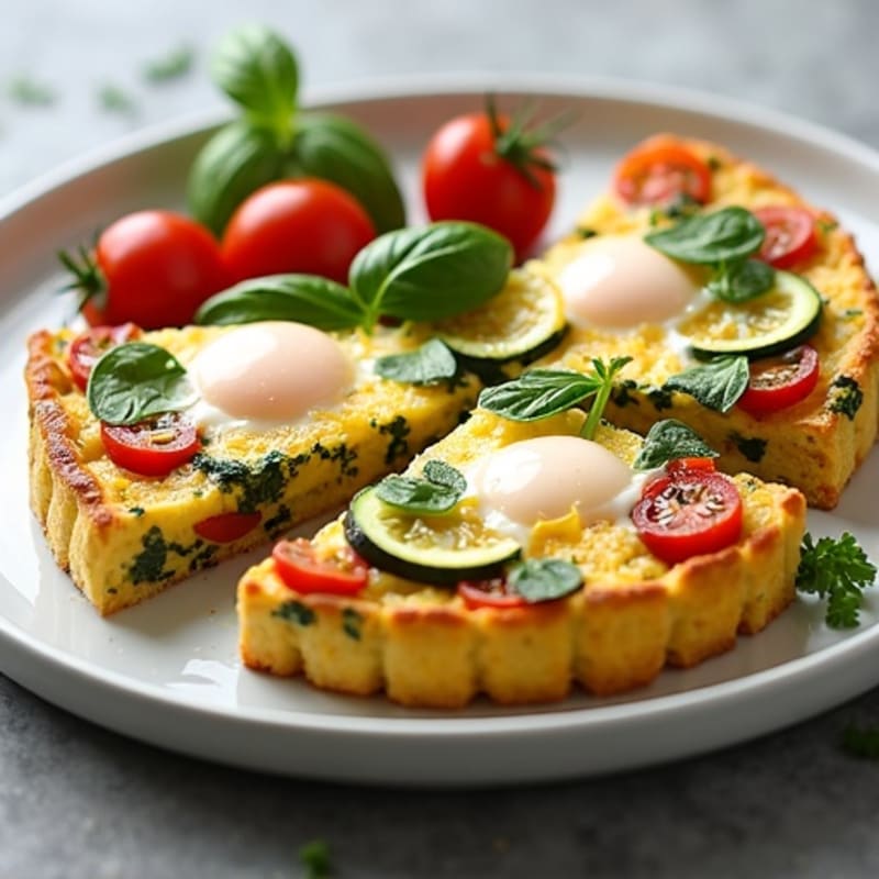 Baked Eggs and Herb Frittata with Roasted Vegetables