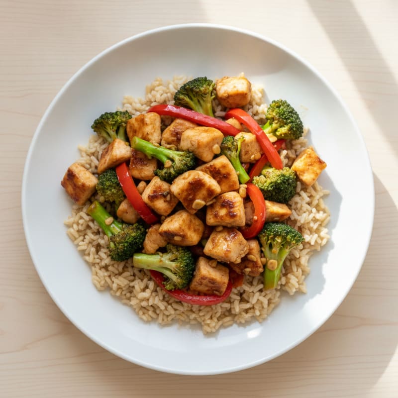 Chicken and Vegetable Stir Fry with Brown Rice