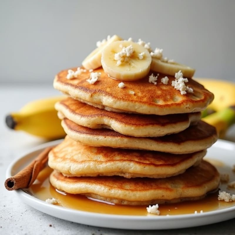 Healthy Fluffy Caramelized Banana Pancakes