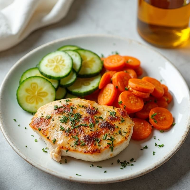 Herb-Roasted Chicken with Honey-Glazed Carrots and Crispy Cucumber Salad