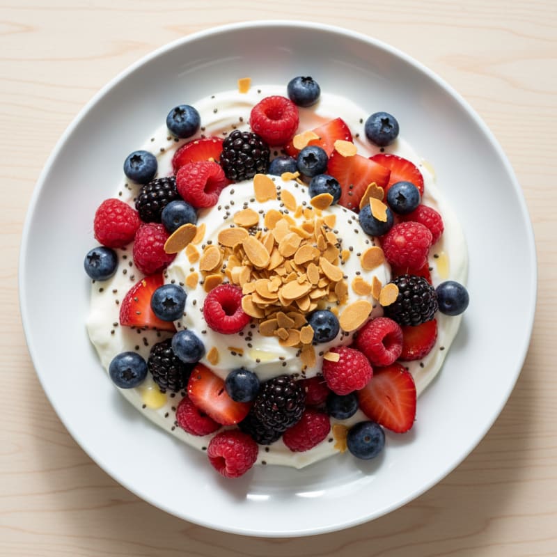 Greek Yogurt Protein Parfait with Mixed Berries