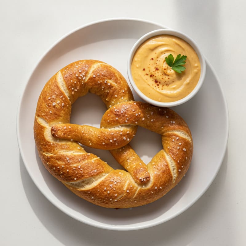 High-Protein Baked Pretzel with Warm Cheese Dip
