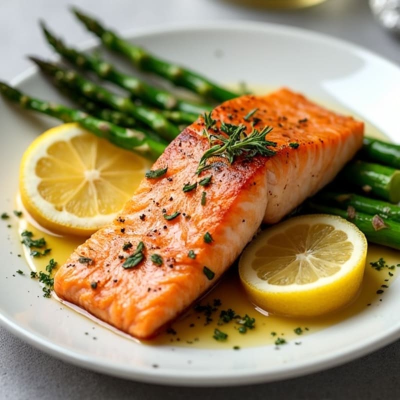 Sheet Pan Lemon Herb Salmon with Roasted Asparagus