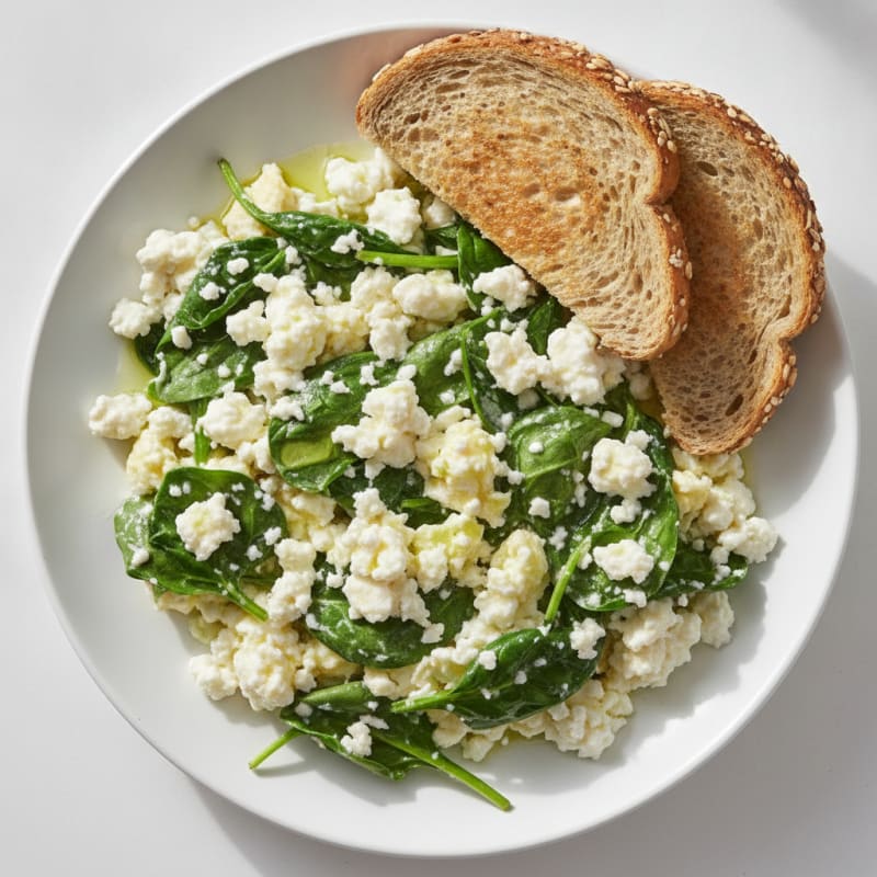 Egg White and Spinach Scramble with Cottage Cheese