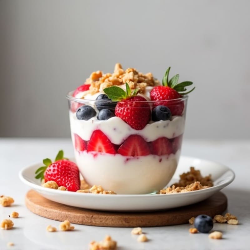 Creamy Protein Fruit Parfait with Mixed Nuts