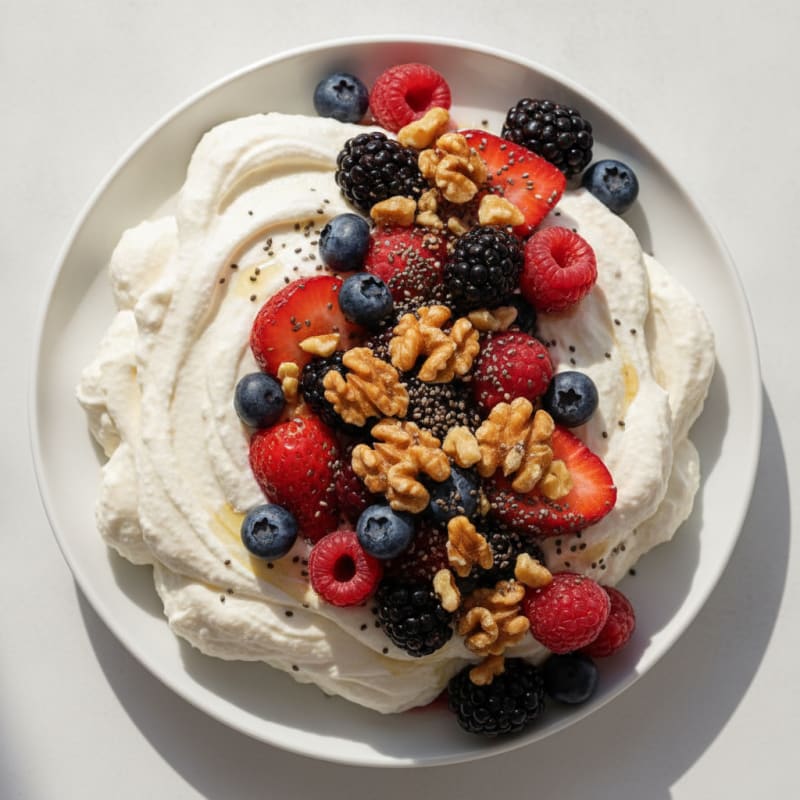 Greek Yogurt Protein Mousse with Mixed Berries