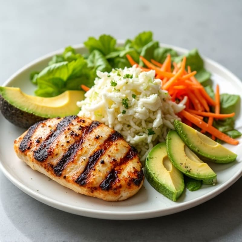 Grilled Chicken Breast with Crunchy Slaw and Greek Yogurt Dressing
